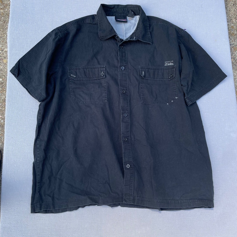 Dickies 3XL Black Short Sleeve Work Shirt 100% Cotton Utility Y2K